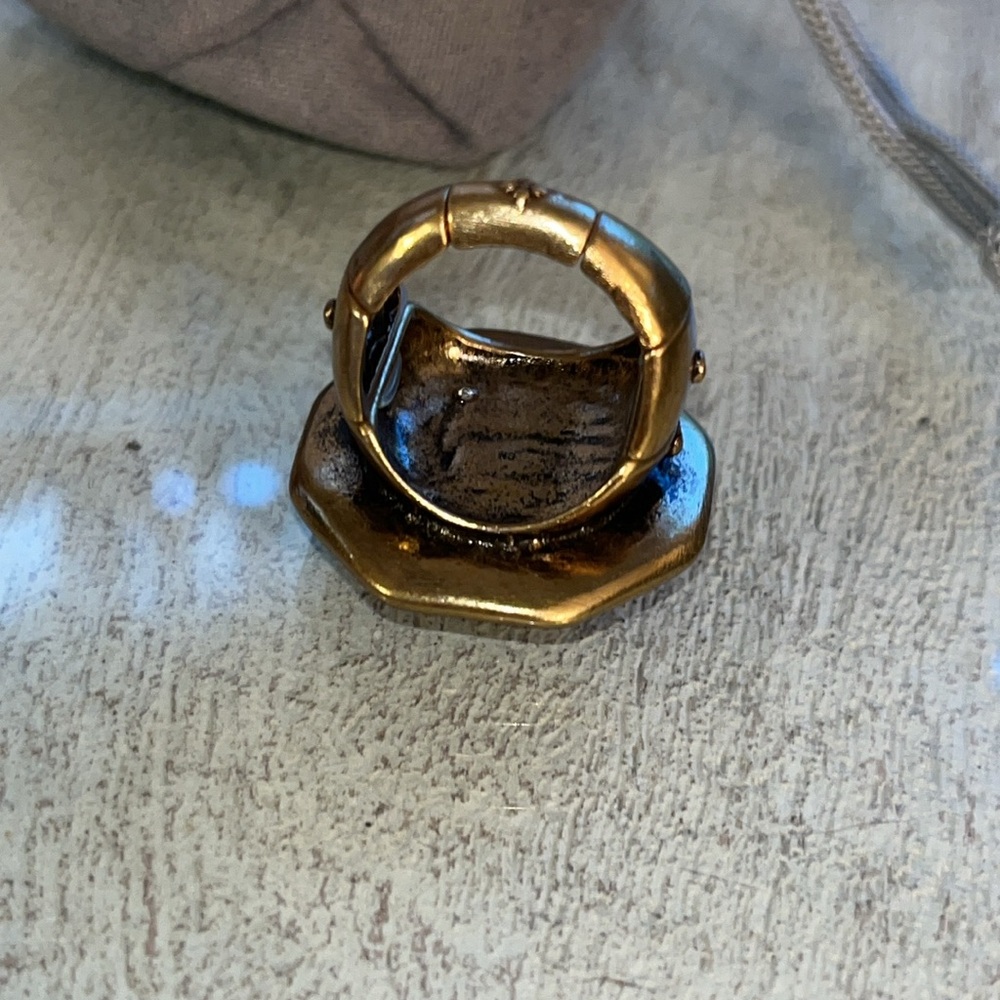 Vintage Patricia Nash large blue and gold Costume Ring- adjustable band. GrCon❤️ - Picture 4 of 9